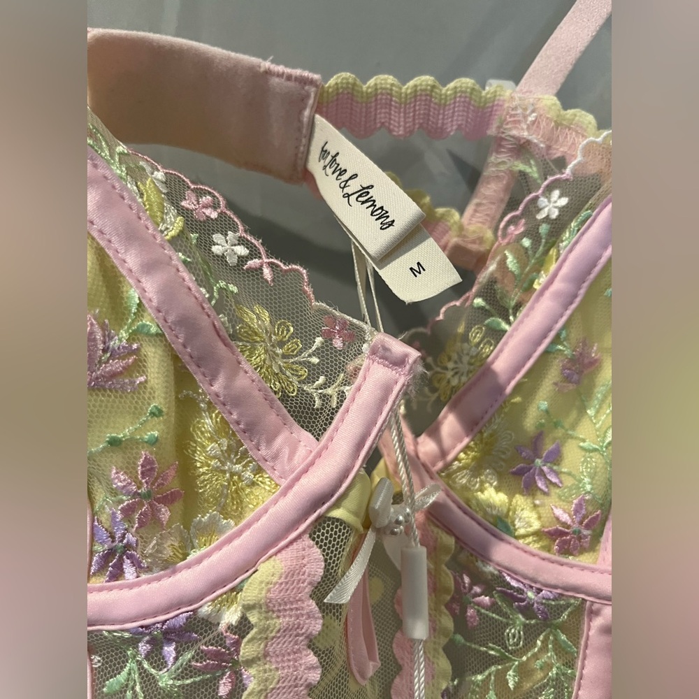 For Love And Lemons Yellow and Pink Floral Bra - Picture 3 of 4